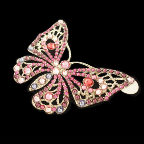 bijoux de peau luxueux papillon strass rose